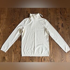Talbots Cream Ribbed Turtleneck Sweater